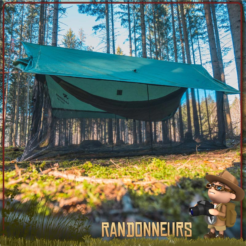 Hamac De Randonnée 4 En 1 Night Cat - Avec Bâche Et Moustiquaire - Vert Armée, Ultraléger