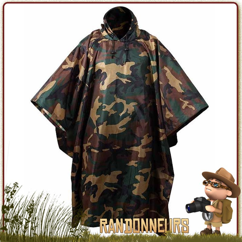 Poncho Tarp Militaire Woodland Camo Rothco